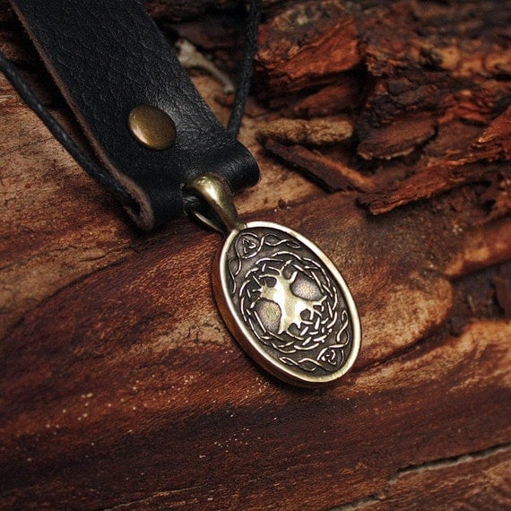 Bronze Kenaz Kaunan Rune Yggdrasil Viking Amulet Runic Nordic