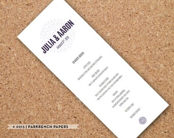 Wedding Menu Printable Template for Microsoft Word Dana