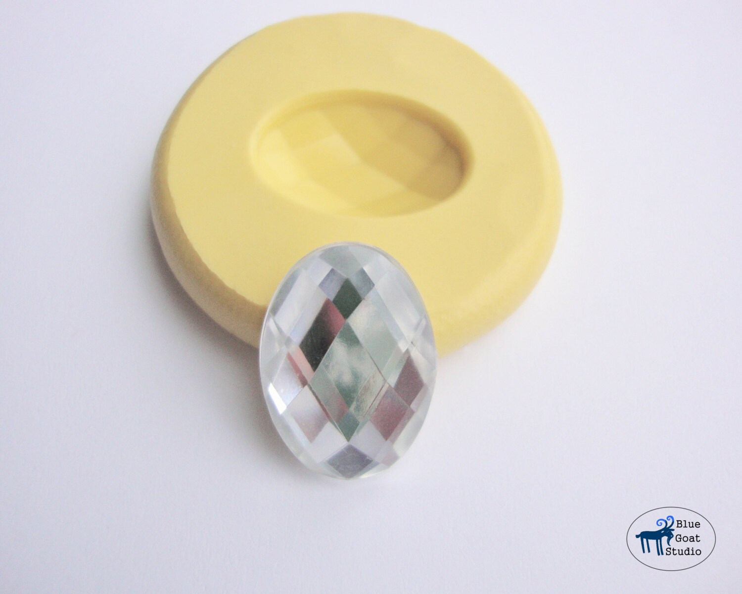 Faceted Gem Mold Oval Jewel Mold Silicone Mold Polymer