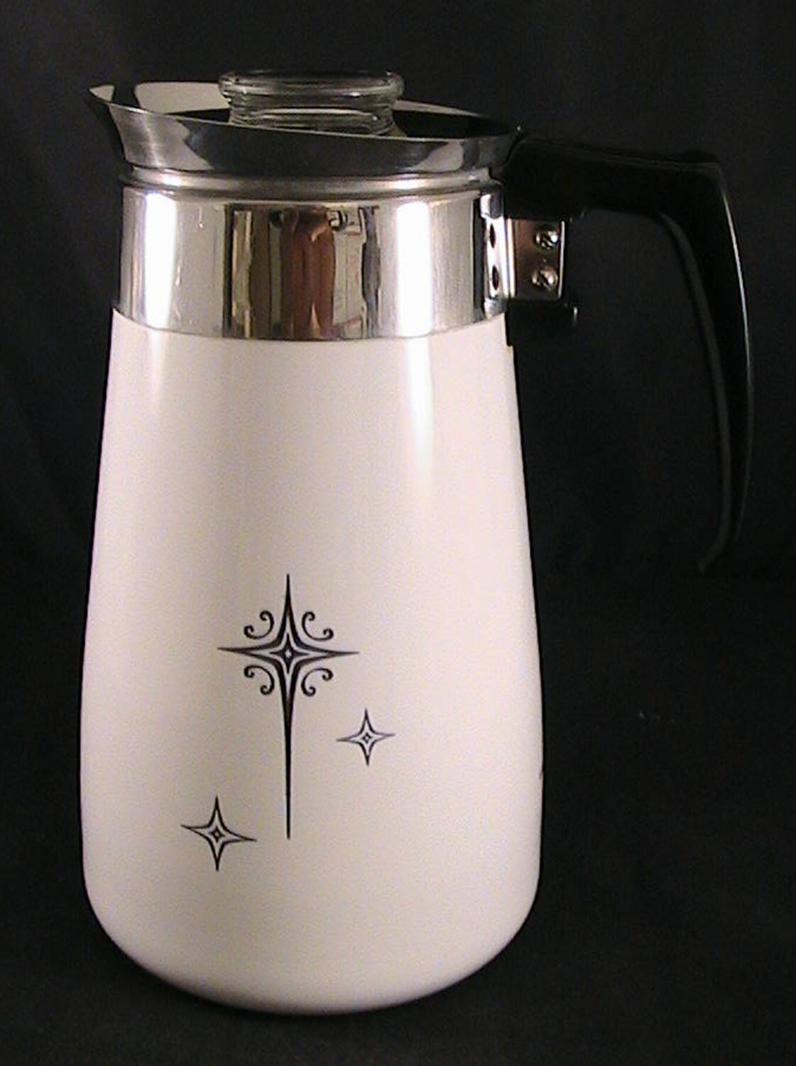 RARE Vintage Corningware Black Starburst 9cup stovetop coffee