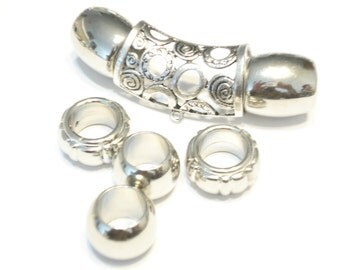 Scarf jewelry rings tubes For Scarf Jewelry, Antique Silver Tone 7pcs Free Shipping In US