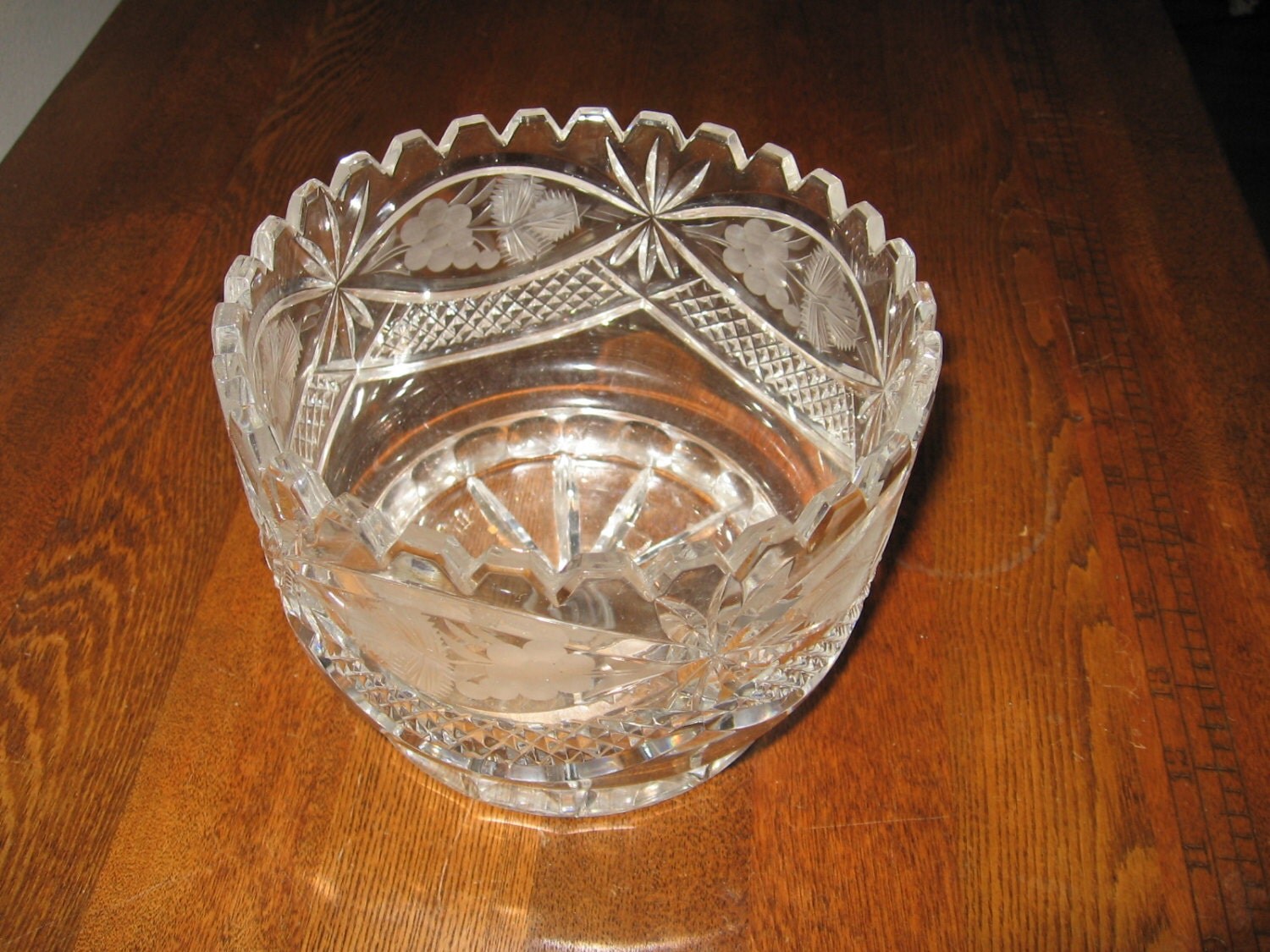 Waterford Crystal Cut Glass Bowl, Decorative Edge, Scalloped, Ornate and Vintage, Serving Bowl