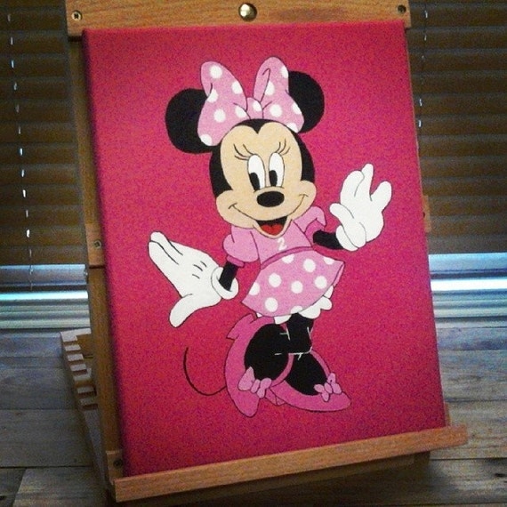 Items similar to Minnie Mouse Painting, Pink acrylic paint on 11x14 ...