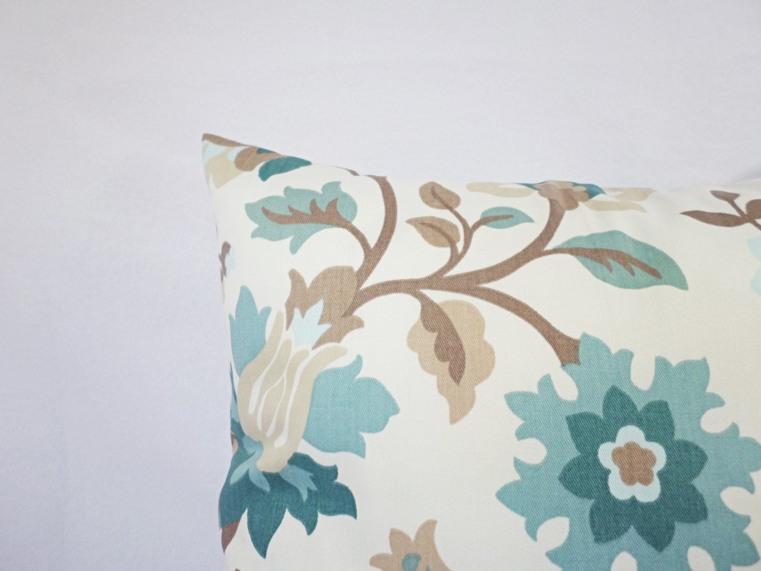 Two Blue and Brown Pillow Covers 2 Floral by CastawayCoveDecor