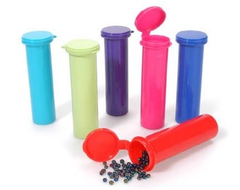 Plastic Tube Containers w Hinged Lids - 4in. X 1in. Each - Pack of 6 Assorted Colors (dar2025078)