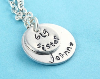 Big Sister Necklace - Personalized Necklace - Custom Silver Necklace - New Baby Gift - Gift for Girl - Big Sis Necklace - Little Sister Gift