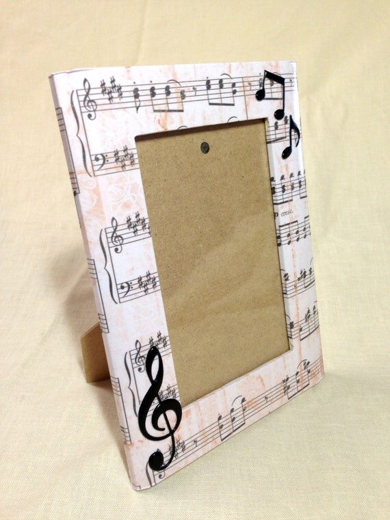 Music Themed 4x6 Decoupaged Portrait Wood Frame by PaperMoonC