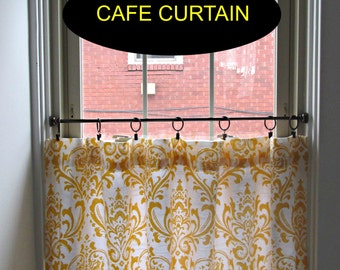 Damask Cafe Curtain choose Color, Window Treatments, Kitchen Valance, Valance, Cafe Curtain, Bathroom Curtains, Damask Fabric