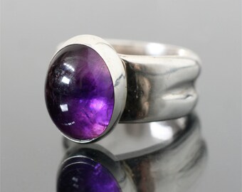 ... gemstone ring, natural purple stone ring, chunky ring, mens jewelry