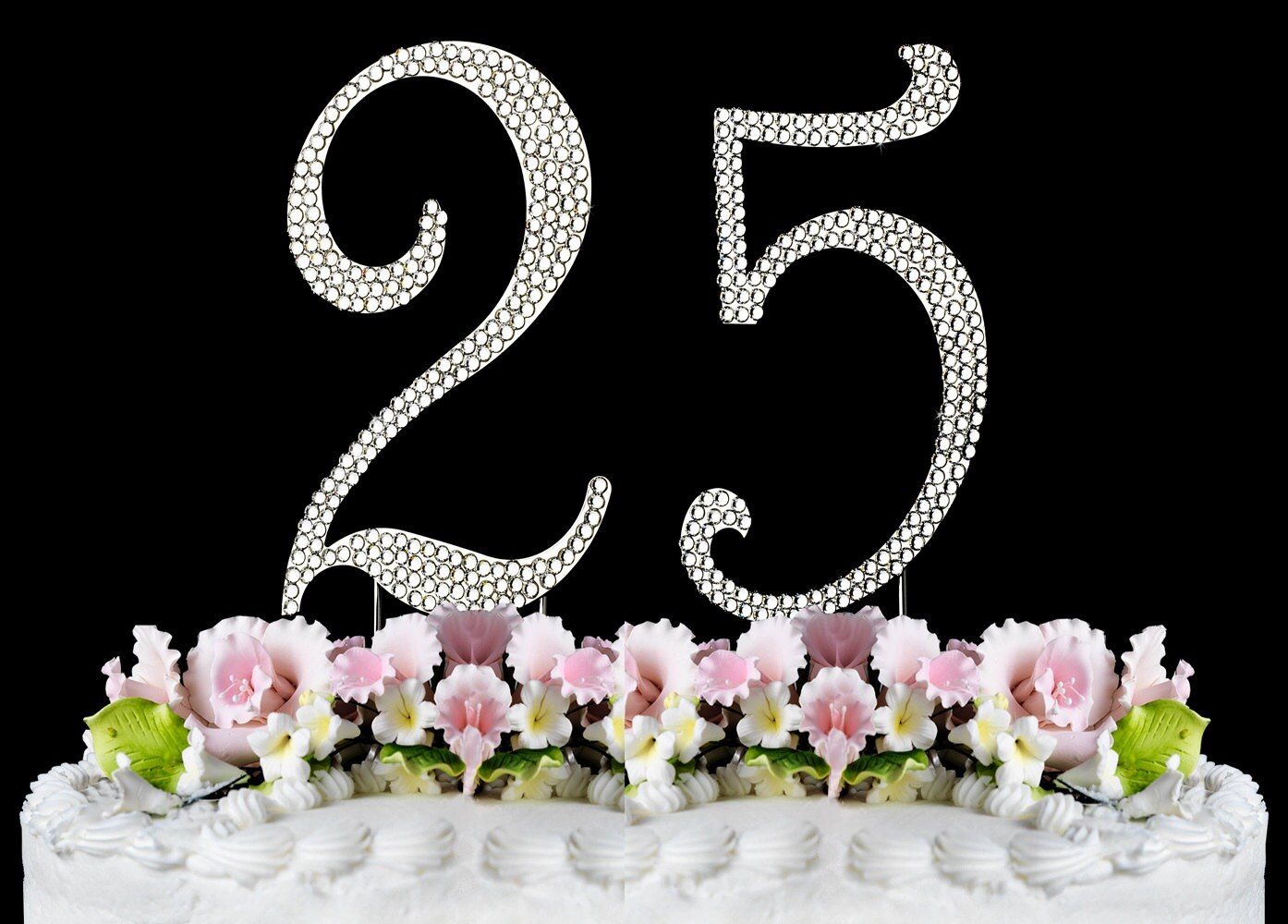 New Large Rhinestone NUMBER 25 Cake Topper 25th Birthday
