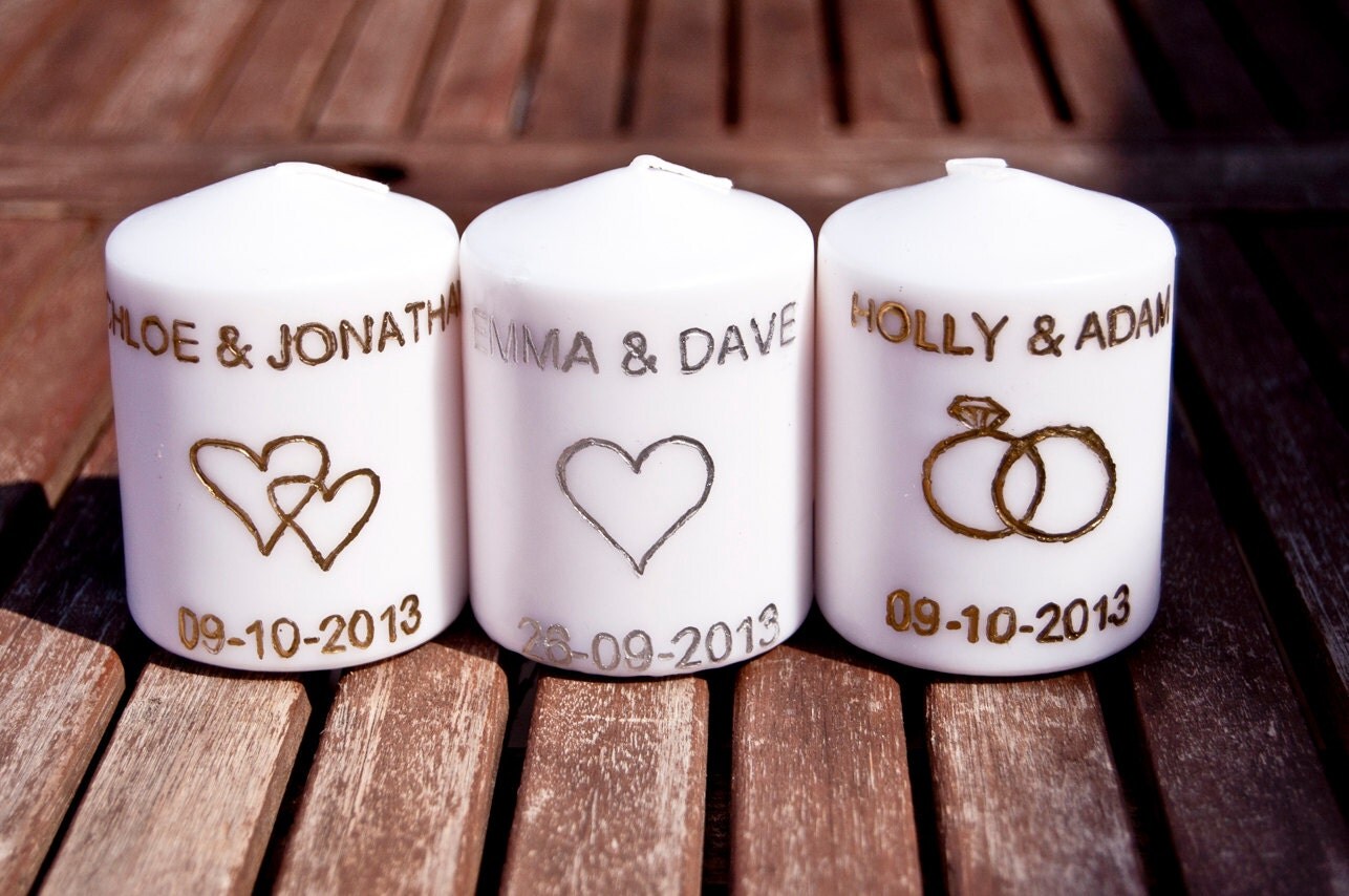 Personalised Engraved Candles Wedding Favours
