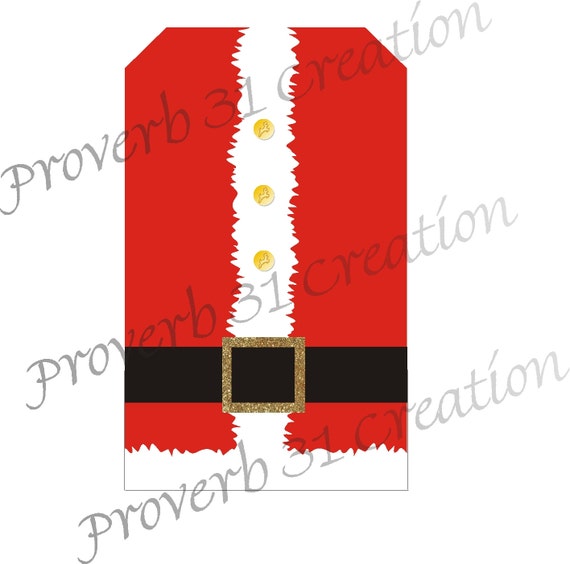 Items similar to Instant Download for Santa Suit Favor Tags 8 to a page ...