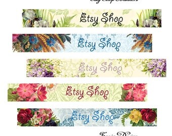 ETSY SHOP BANNERS -Flowers - Multipurpose digital images - Printable Download - Digital Collage Sheets -