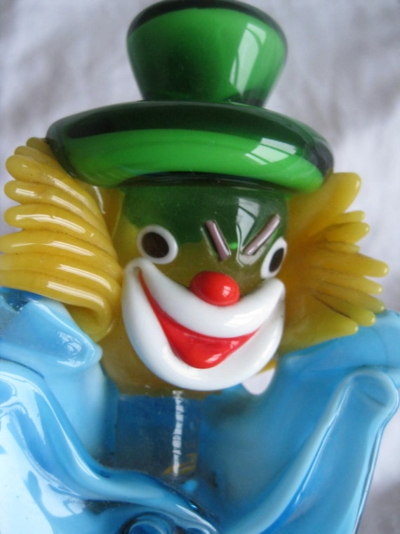 scary Murano art glass clown figurine by 20thCenturyStuff