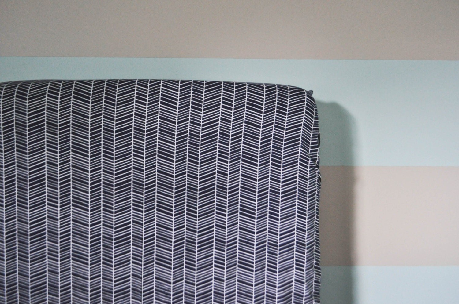 Crib Sheet Navy Herringbone. Fitted Crib Sheet. Baby Bedding.