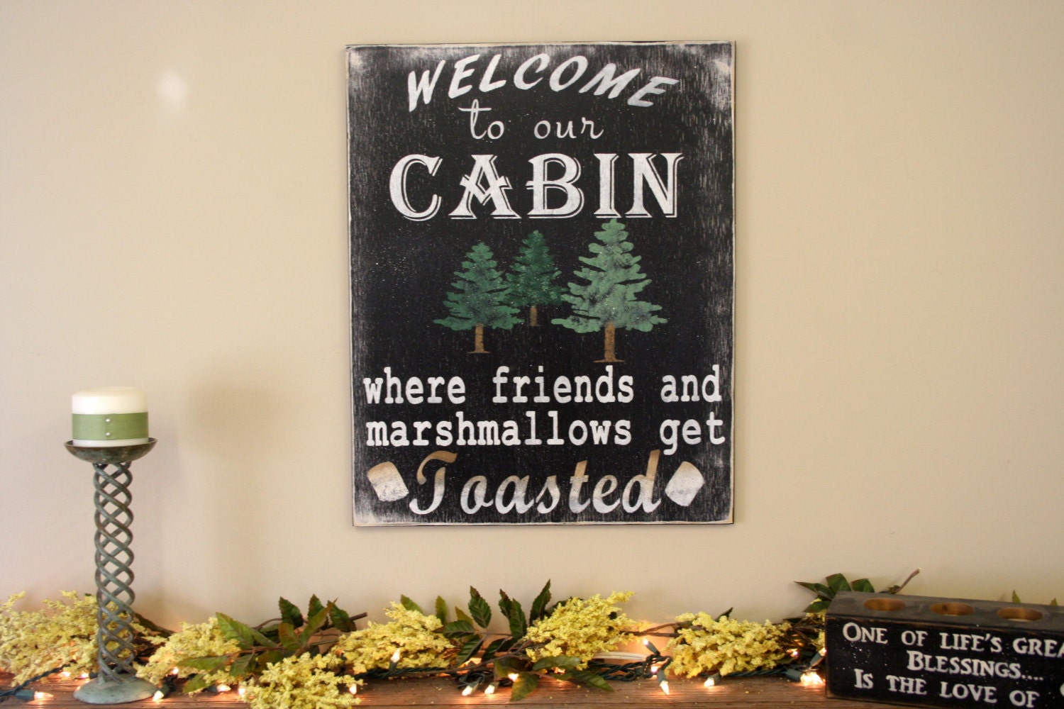 Cabin Sign Welcome To Our Cabin Rustic Sign Shabby Chic