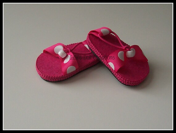Items similar to Pink with White Polka dot Sandals for American Girl ...