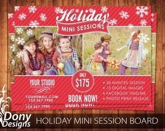 Holiday Mini Session Template Photography Marketing board - Photoshop template Instant Download - BUY 1 GET 1 FREE: ms-430