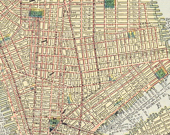 Old New York City Map Huge Vintage Historic 1910 New York City Nyc Old Antique Style Street Map city plan Fine Art Print Giclee Poster