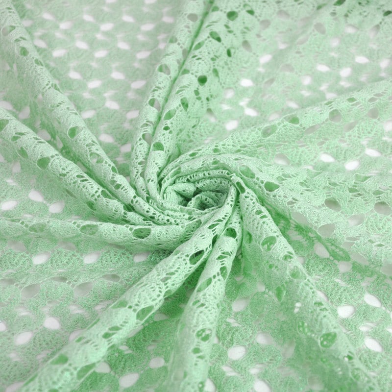 Mint Lace Fabric Open Crochet Knit Lace Fabric by the yard