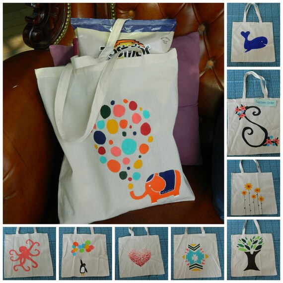 Items similar to Hand Painted Canvas Tote Bags on Etsy