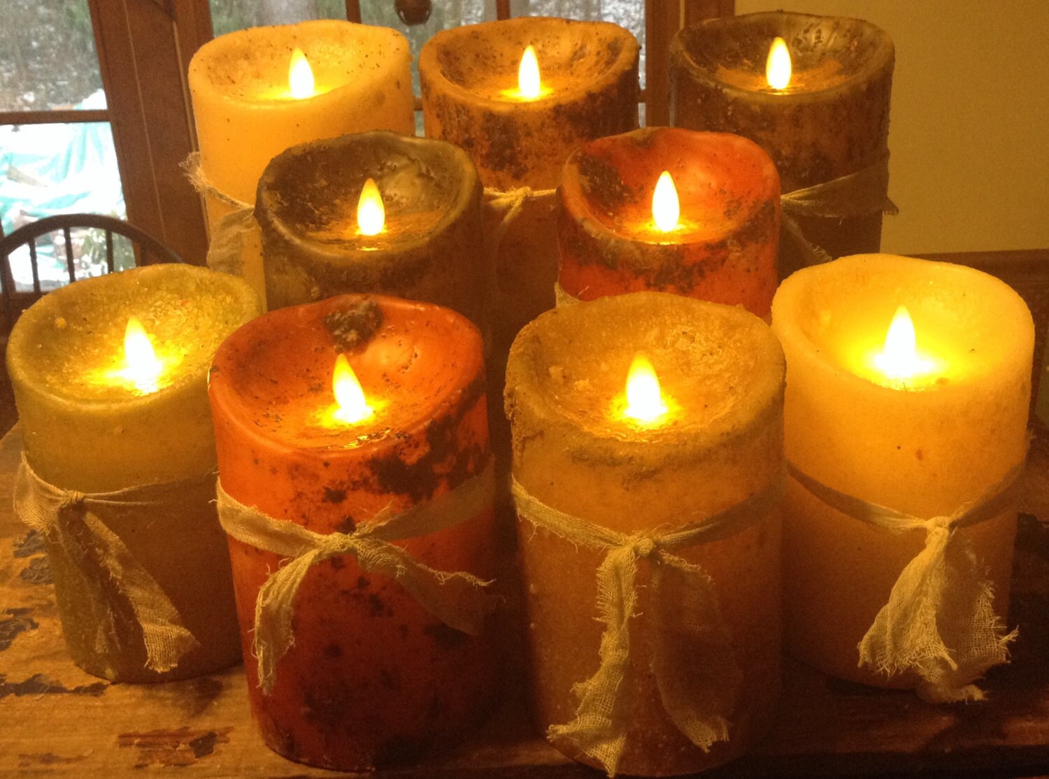 3.5x 9 Primitive moving flame flameless TIMER pillar candle