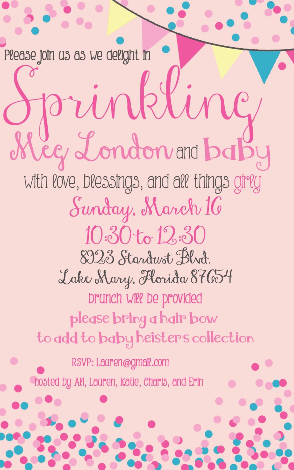 Baby Girl Sprinkle Invitation Digital File by PumpkinSeedPaperie