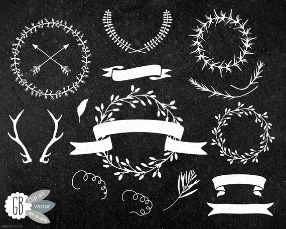 Download Chalkboard floral wreaths laurels photo overlay flower