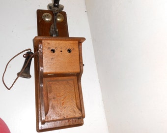 antique wooden telephone