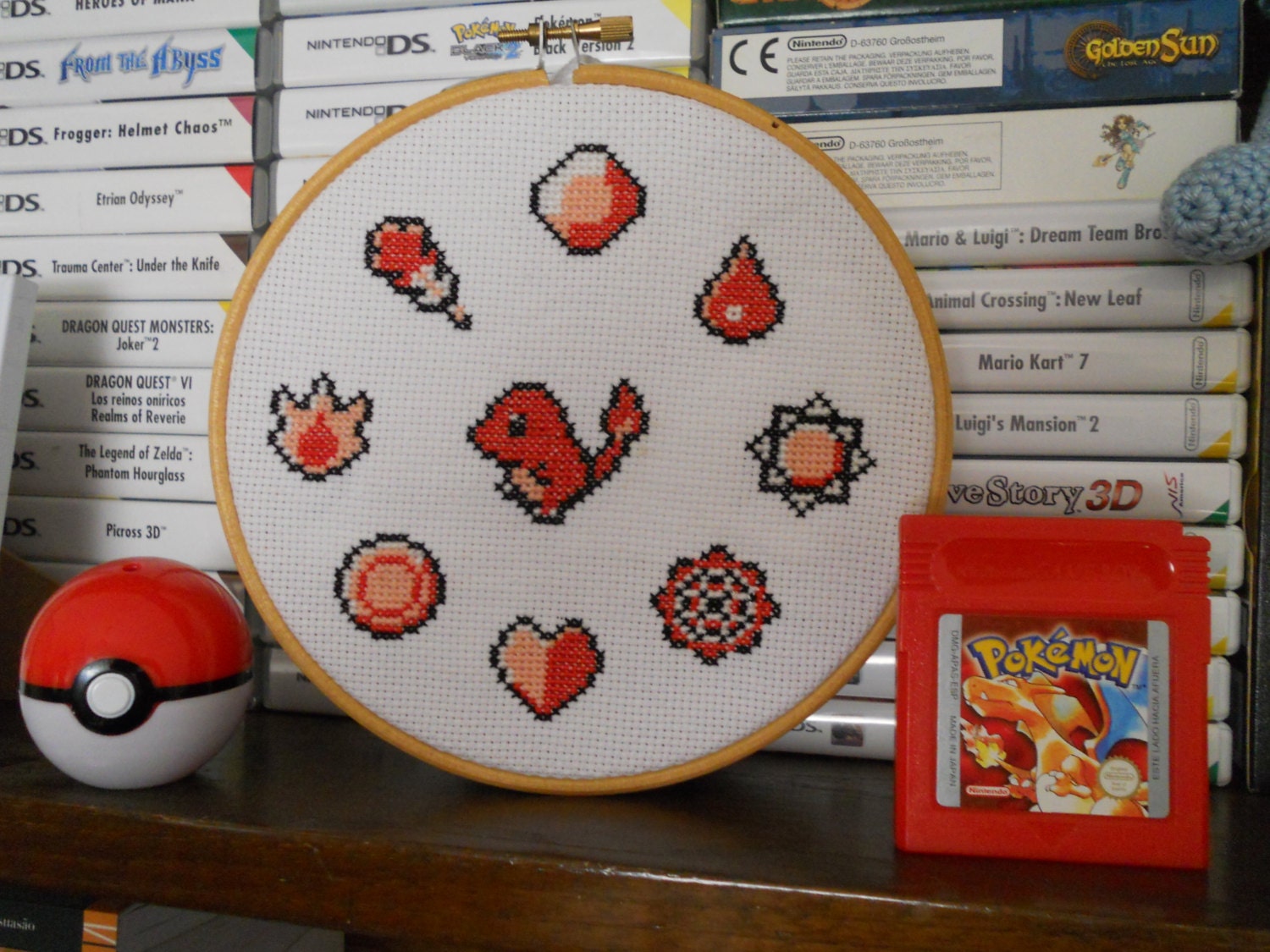 Pokémon Red: Trainer Badges Cross Stitch Pattern