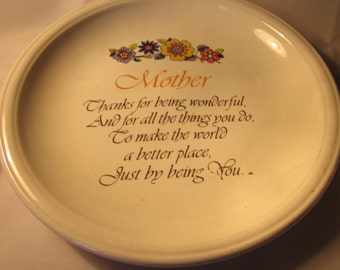 Decorative Mother Plate. With Love poem for Mother. Retro Mothers Day Gift