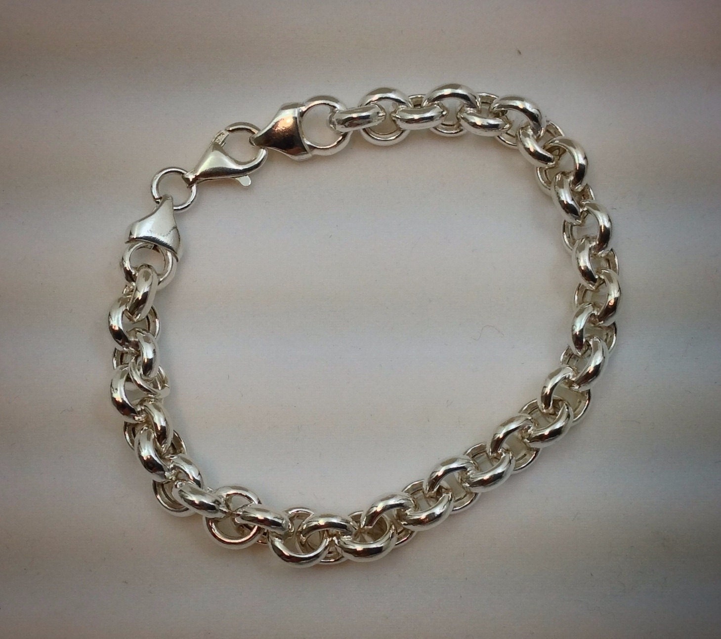 Heavy 8 sterling silver link bracelet for man or by LaVernesStudio