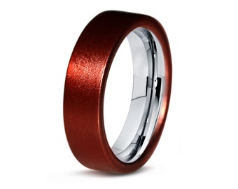 Red Titanium Ring, Red Men Titanium Rings, Red Wedding Bands, Red Mens ...