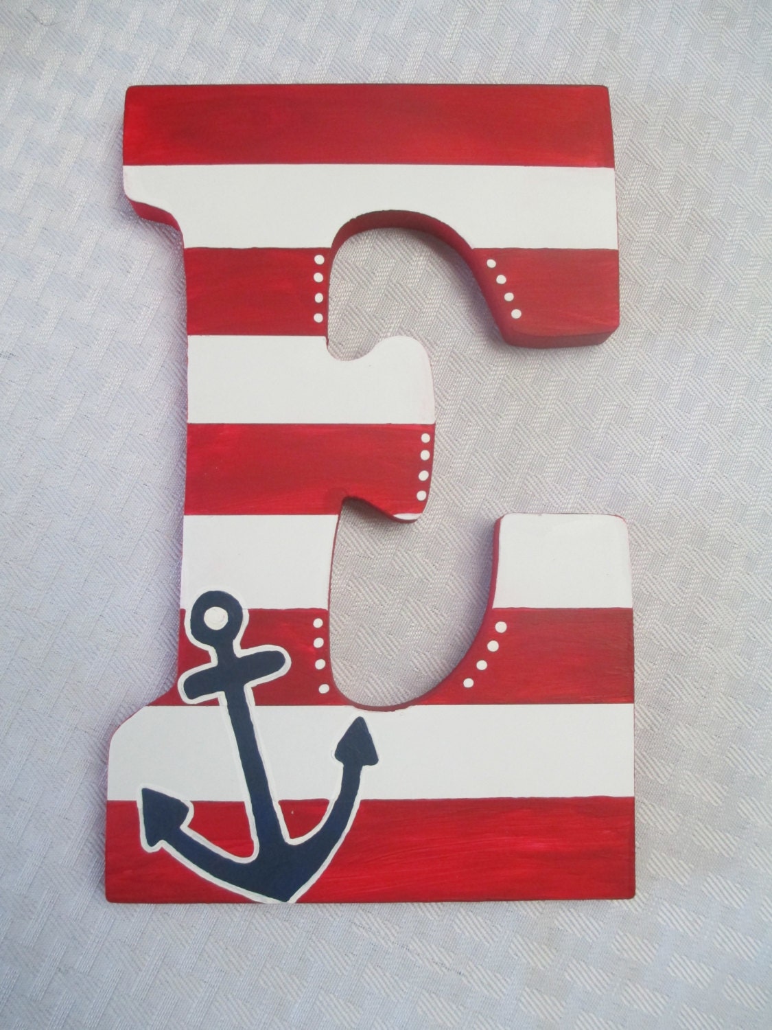 Nautical Wooden Initial with Anchor Detail