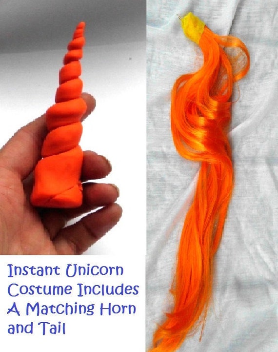 Unicorn Horn and Tail Set Orange MLP Horn Headband 5