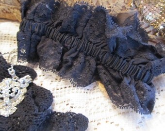Vintage Wedding/Bridal Black Lacey Garter