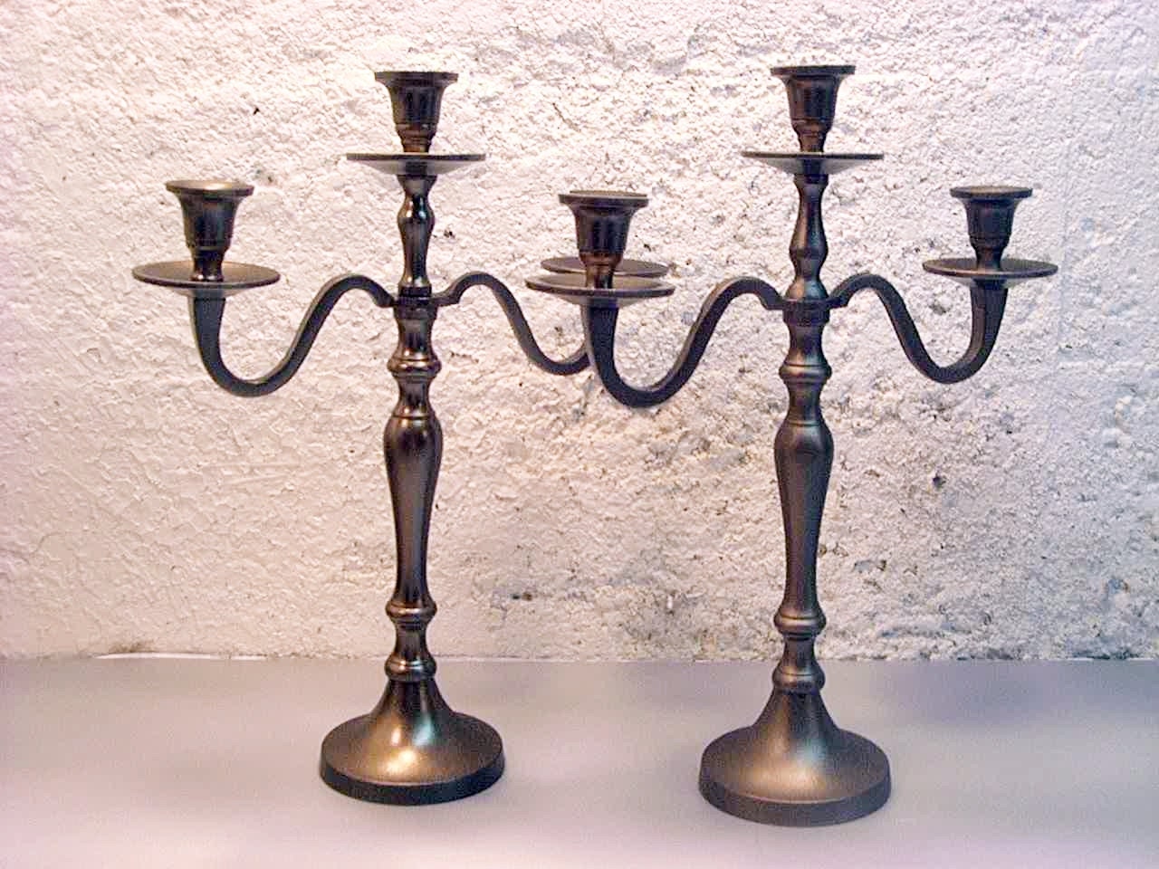 2 Wedding Candle Candelabras 3 arm Shabby Candle Holder