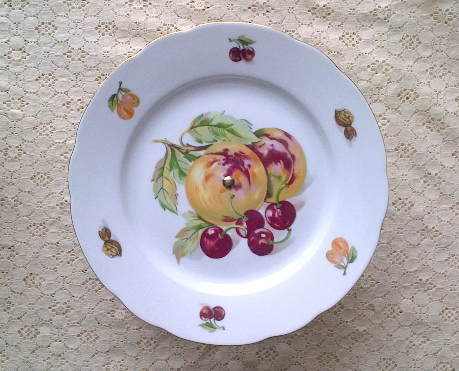 Vintage Moritz Zdekauer Altrohlau Czech Footed Cake Dessert Fruit