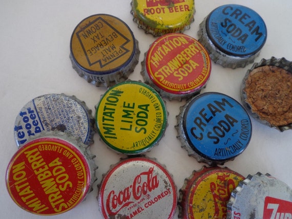 Items similar to Vintage Soda Bottle Caps Cork Lined Coke Pepsi on Etsy