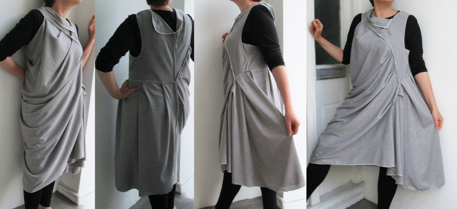 ELYSEE Dress Sleeveless Quirky Avantgarde Draped Asymmetrical