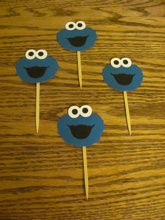 Cookie Monster Inspired Cupcake Picks Set of by SimplyBlessedHome