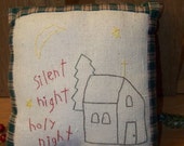 Hand Embroidered Church Scene Pillow