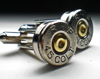45 Colt Remington Nickel Bullet Head Grooms Cufflinks Set Wedding Set