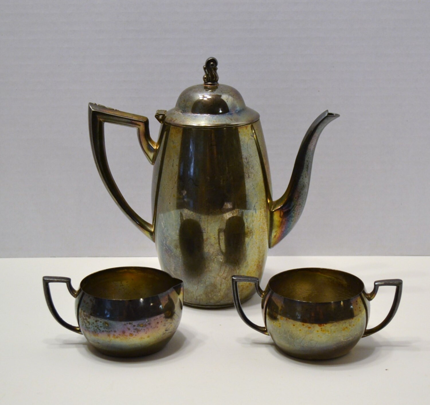 Vintage Silverplate Oneida Holloware Teapot Creamer and Sugar