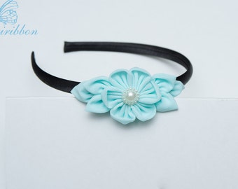 baby blue flower Headband - chiffon flowers adult headband infant headband hair accessories