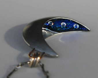 Crescent Moon & Stars Necklace, Crescent Moon Necklace by Jackie Taylor Designs