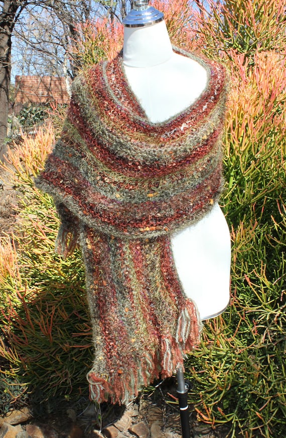 Winter shawl , Fall scarf , Textured scarf , Scawl , Soft cosy scarf , Extra long scarf , OOAK scarf , Out of Africa-AFRICAN BUSH