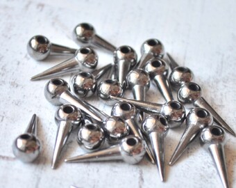 100 Pieces Gunmetal Color Spike, Acrylic Jewelry Connector, Anthracite Color Bead