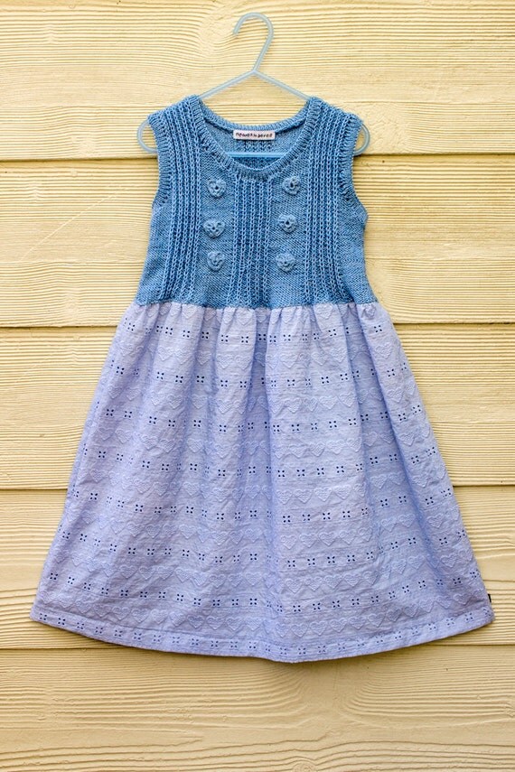 Items similar to Girls Dress, Knit Top Dress, Blue Cotton, Girls Summer ...