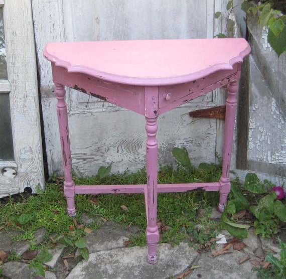 Pink Accent Table Our Designs Reserved Half Moon Table Round Pink Circle Shabby Small